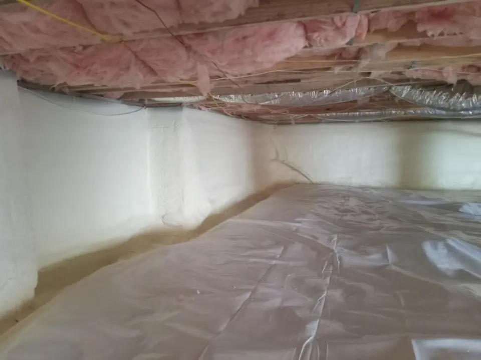 Crawl space encapsulation with closed-cell spray foam for Attic Insulation in Des Moines